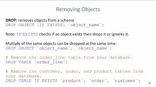 SQL DDL: Removing Objects