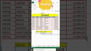 Vlookup #shorts #excel #excelformula #msexcel #exceltips #excelsolutions #excel365 #exceltutorial