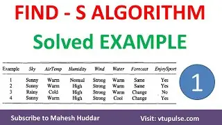 FIND S Algorithm | Finding A Maximally Specific Hypothesis | Solved Example - 1 by Mahesh Huddar