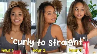 STRAIGHTENING MY CURLY HAIR TO GLOW UP *Extreme Transformation*