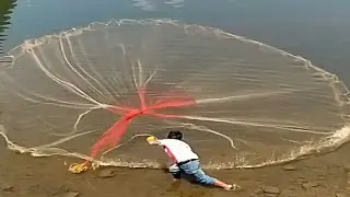 Amazing Big Cast Net Fishing - Fastest Traditional Net Catch Fishing in The River Skills