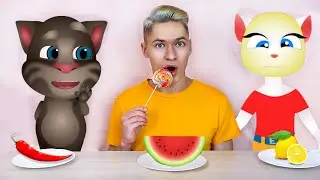 My Cat and Kitty in Real Life - Mukbang Food Challenge Animation Cats