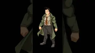 Gumshoe in Detective Outfit Muscle Growth Animation