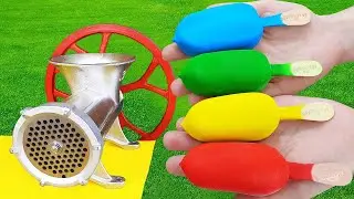 EXPERIMENT COLORFUL ICE CREAM BARS vs MEAT GRINDER