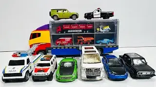 救急車のミニカーが坂道走行テスト☆パトカーが緊急走行☆消防車のサイレン音☆はたらくくるまがトンネル走行！ Ambulance minicar driving on a slope.🚔🚔