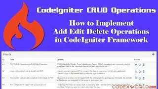 CodeIgniter CRUD Operations with MySQL