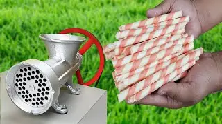 EXPERIMENT Strawberry Wafer Roll Vs Meat Grinder  I Mr-Crack I