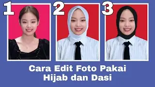 Cara Edit Foto Pakai Kemeja Putih Berdasi dan Berhijab Warna Hitam