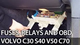 Where are fuses, relays and OBD port in Volvo C30 S40 V50 C70 (fuse box)