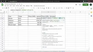 How to quickly view popular crypto prices in Google Sheets