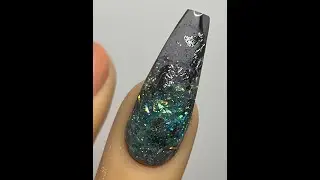 Free Nail Class - Summer Blue Glitter Acrylic Ombre Nail