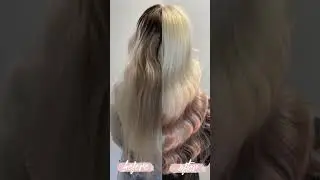 Platīna blonds ar rozā zelta ombre tonējumu + krāsošanas formula // Akadēmija Meistars