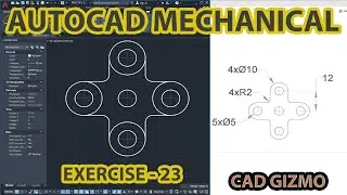 Auto-CAD 2D Mechanical Drawing | Exercise 23 | Mechanical Cad | Cad Gizmo