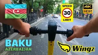 "Wingz" Electric Scooter To Rent - Baku, Azerbaijan Ride (Environment Sound Only) 4K