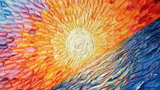 EASY TEXTURE -Palette Knife Technique - 🌅 COLOURFUL Sunset! | AB Creative Tutorial