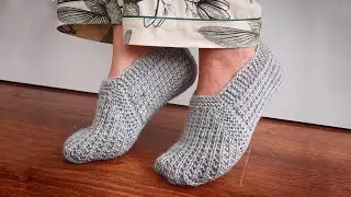 THE EASIEST slippers on two knitting needles WITHOUT SEAMS Masterclass for beginners. knitting socks