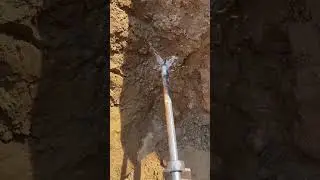 The process of drilling the pipe under the road- Good tools and machinery make work easy