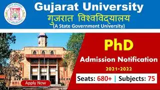 PhD Admission 2021 in Gujarat University | Gujarat University PhD Admission Notice 2021