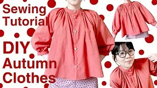 DIY Raglan Blouse from leftover fabric 手作り服 Autumn sewing project  easy tutorialㅣmadebyaya