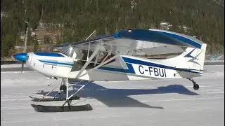 Ski Plane Takeoff - Bush Plane Flying Off Snow