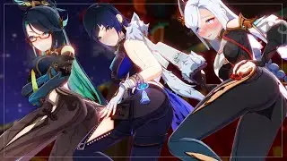 〖原神 : Genshin Impact MMD／4K／60FPS〗ビビデバ / 星街すいせい『Xianyun/闲云 & Shenhe/申鹤 & Yelan/夜兰』