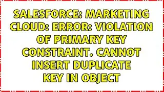 Marketing Cloud: Error: Violation of PRIMARY KEY constraint. Cannot insert duplicate key in object