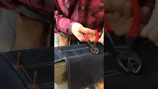 Copper rivets and waxed canvas are the best combination! #woodworking #asmr #diy #tools #leatherwork