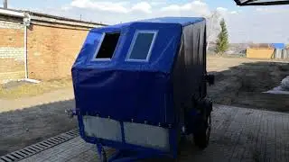 Самодельный прицеп. Установка окон в тент прицепа.