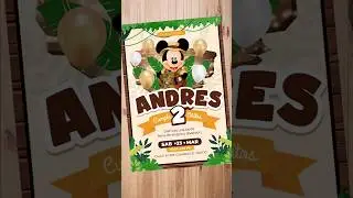 Invitacion digital de cumpleaños de mickey safari