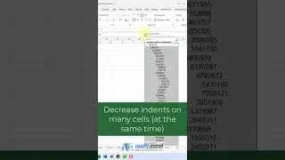 Decrease the indents on multiple cells at the same time in Excel