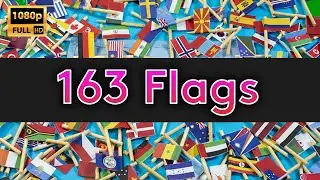 Flag animated of different countries on green screen | 163 animated flags