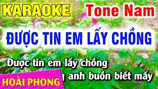 Karaoke Được Tin Em Lấy Chồng Tone Nam Nhạc Sống Dể Hát | Hoài Phong Organ