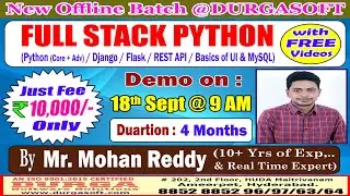 FULL STACK PYTHON Offline Training @ DURGASOFT