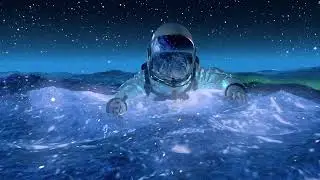 Astronaut in Ocean Screensaver - Looped Animation Background