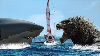 Godzilla Attacked Megalodon in Atlantic Ocean.