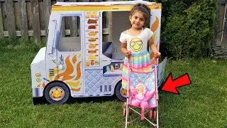 Kids Pretend play BABYSITTING Baby Doll with food truck Toy