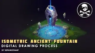 ISOMETRIC FOUNTAIN in Photoshop! Digital Drawing Process ● Sephiroth Art