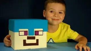 Giant Minecraft Steve Head made of Play Doh and Lego. Kids Videos by KokaTube