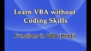 Functions in VBA - Custom formulas in excel