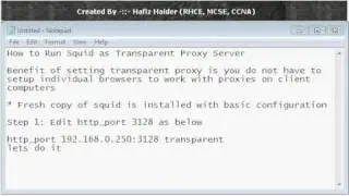 How to Install Squid as Transparent Proxy Server (Hafiz Haider)