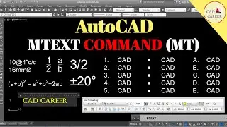 AutoCAD Mtext Command Complete Tutorial | Multiline text command in autocad | CAD CAREER