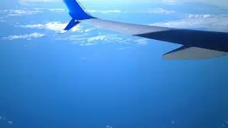 Boeing 737-800 flying over the black sea.