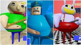 BALDI BARRY'S  VS WATER BARRY'S VS JAX BARRISON RUN! ESCAPE BBY ROBLO