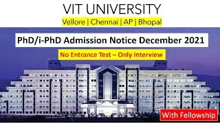 PhD Admission 2021 in VIT | VIT PhD Admission Notice 2021 | PhD in VIT