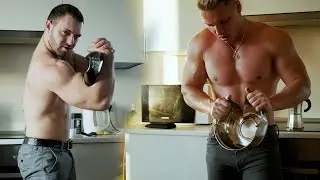 Two Muscle Guys Ripped Pans with Biceps and Muscles | Awesome Flexing Show