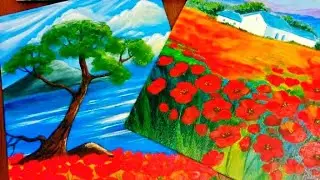 Как нарисовать маки. Пейзаж 
