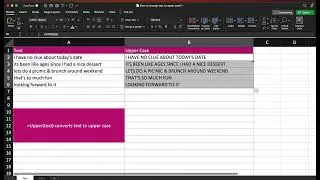 How to change text to upper case in excel?