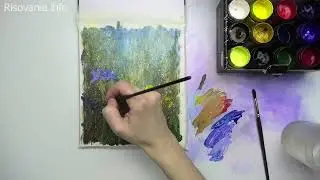 Ромашки и васильки | Рисуем гуашью