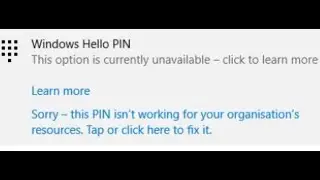 Error Sorry, this PIN isnt working for your organizations resources. Tap or click here to fix it