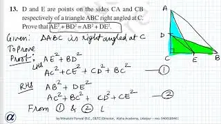 Ex 6.5 Q13 Class X D and E are points on the sides CA and CB respectively of a triangle ABC right